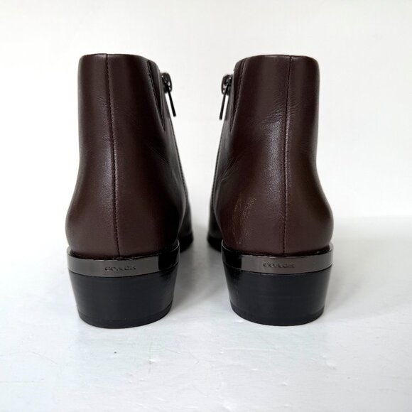 Coach Montana Leather Ankle Boots Block Heel Brown Womens Size 7.5 B - Picture 7 of 12